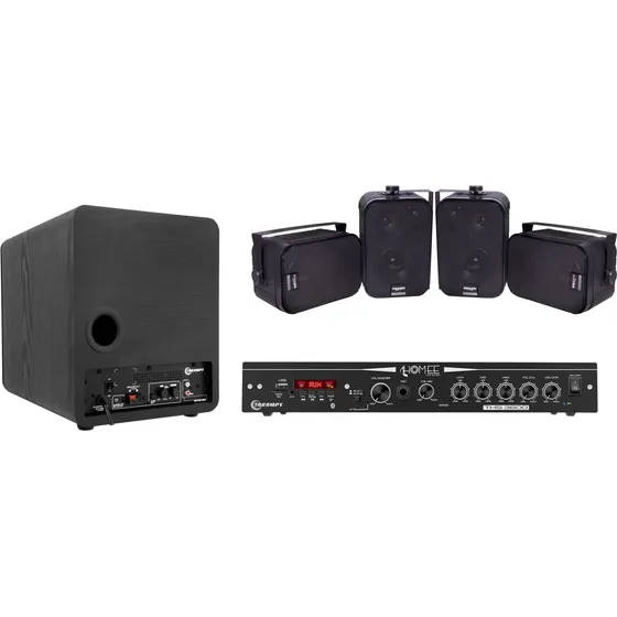 Kit Amplificador Ths3600 + Sub 8 Taramps + 4 Sp400 Preta