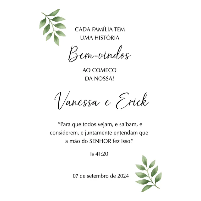 Placa Bem Vindo Ao Nosso Casamento Branco E Verde Mdf