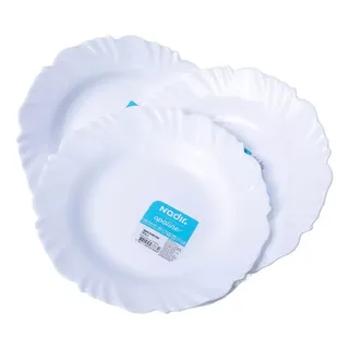 Nadi Rpratos fundo Opaline Pétala redondo Duralex vidro cor branco