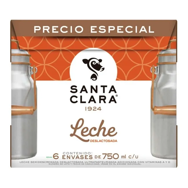 Leche Santa Clara Deslactosada 1 Pack De 18 Leches De 750 Ml