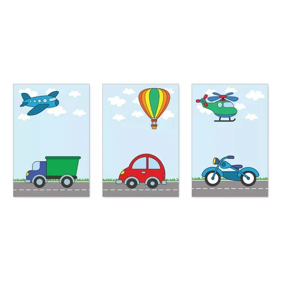 Quadros Carrinhos Infantil Quarto Menino Bebe