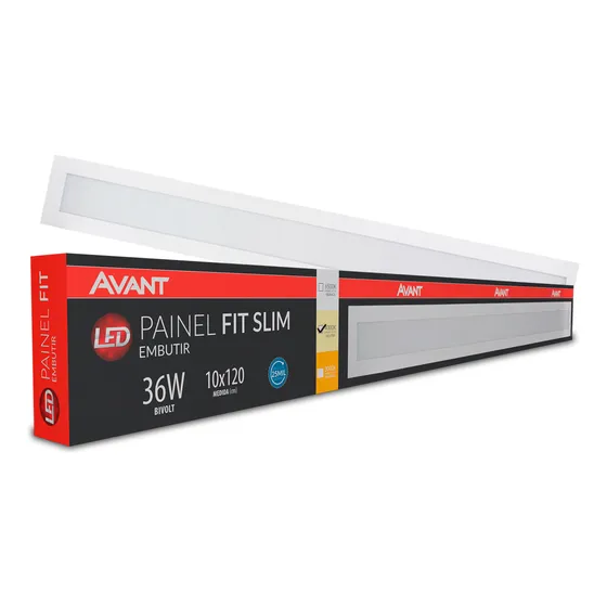 Painel Led Embutir Plafon Retangular Fit Slim 10x120cm
