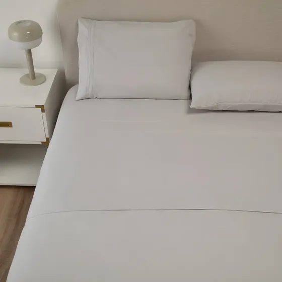 Sabana 1800 Hotel Ultra Suave + Funda Bordada 2 Plazas Color Gris claro | MercadoLibre