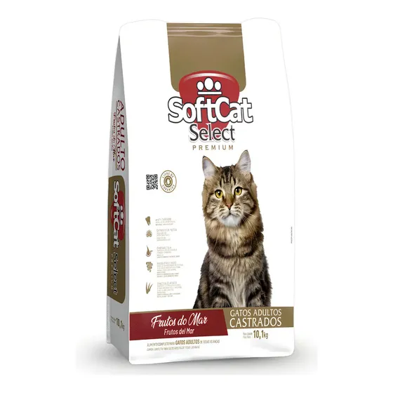 Ração Seca SoftCat Gatos Adultos Castrados Frutos do Mar 10.1 Kg