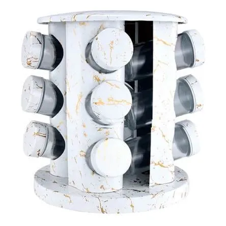 Set Especiero Condimentero En Vidrio X12 Frascos Base Acero
