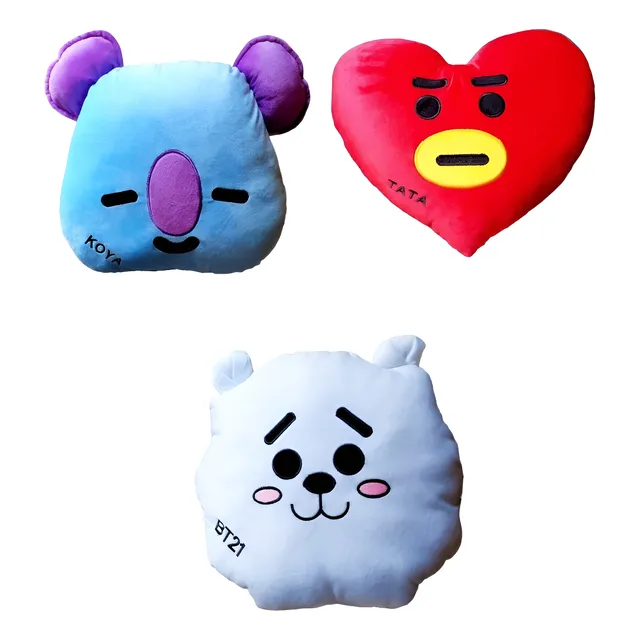 3 Cojínes Almohada Peluche Bts Bt21 35cm X 35cm Kawaii