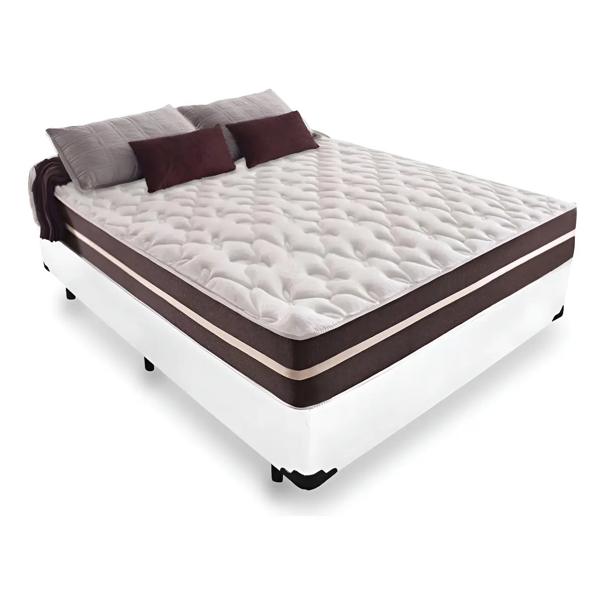 Cama Box Casal 138 Sintético Branco Com Colchão Little Angel