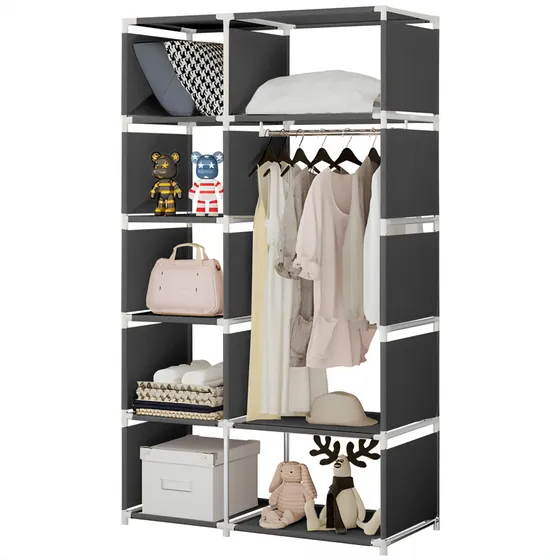 Organizador Ropa Portatil Perchero Armario Guardarropa Tela Känn Livet Kl-lett Color Negro