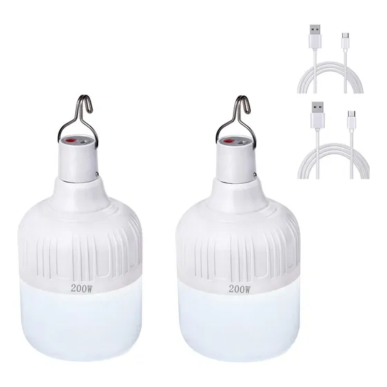 Lámpara De Emergencia Luces 200w Portáti Usb Recarg Foco 2pc