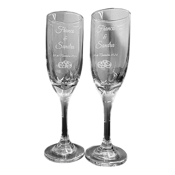 2 Copas Champaña Novios, Aniversarios, Etc Personaliz. Láser