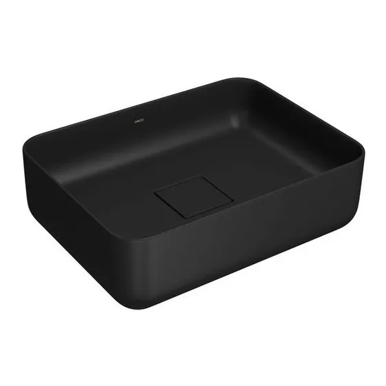 Bacha Lavatorio De Apoyo Rectangular 40x30 Negro Deca Loza
