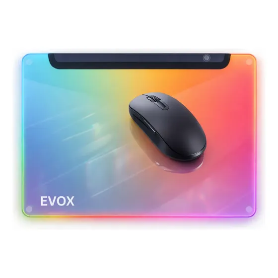 Mouse Pad Mousepad Gamer Vidro Rgb Speed Evox 39x29cm