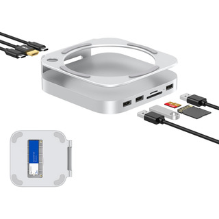 Base, Soporte De Aluminio Y Hub Para Mac Mini M4 Con Carcasa Base, Soporte De Aluminio Y Hub Para Mac Mini M4 Con Carcasa