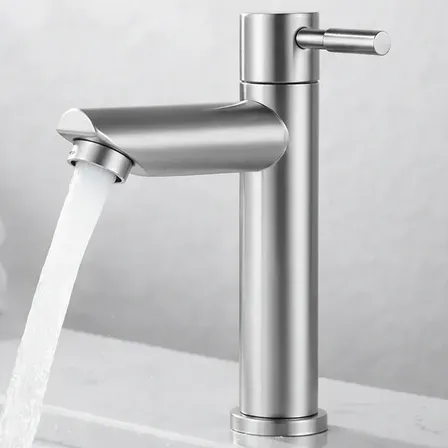 Torneira De Bancada Para Banheiro E Lavabo Em Aço Inox Prata | Aço Inox Fosco