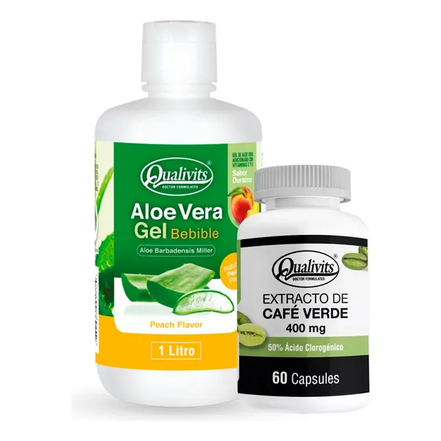 Extracto De Café Verde + Aloe Vera Bebible 1l - Qualivits Sabor Durazno