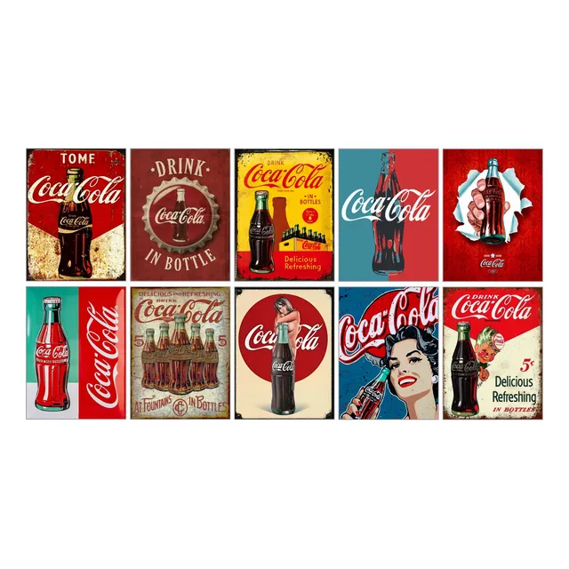 10 Carteles Vintage De Aluminio Coca Coke Refresco De Cola 