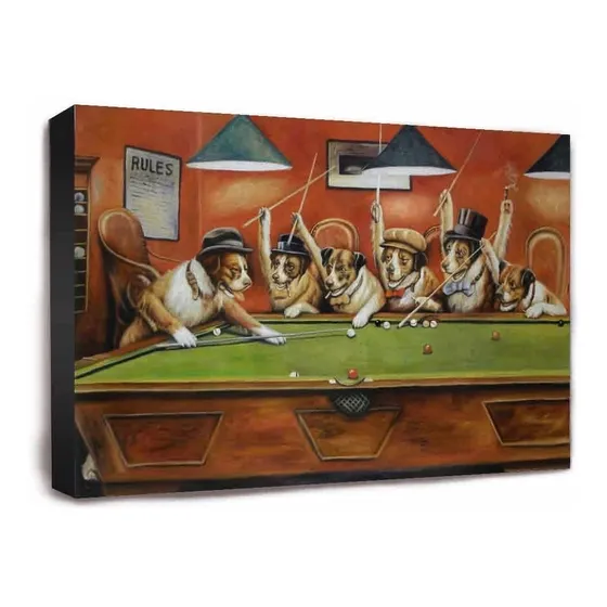 Cuadro Perros Jugando Al Pool - Muchos Modelos - 33x48 Cm