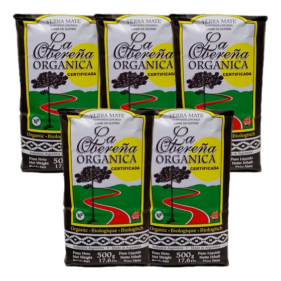 5x Yerba Mate Orgánica La Obereña 1/2 Kg - Envase Económico