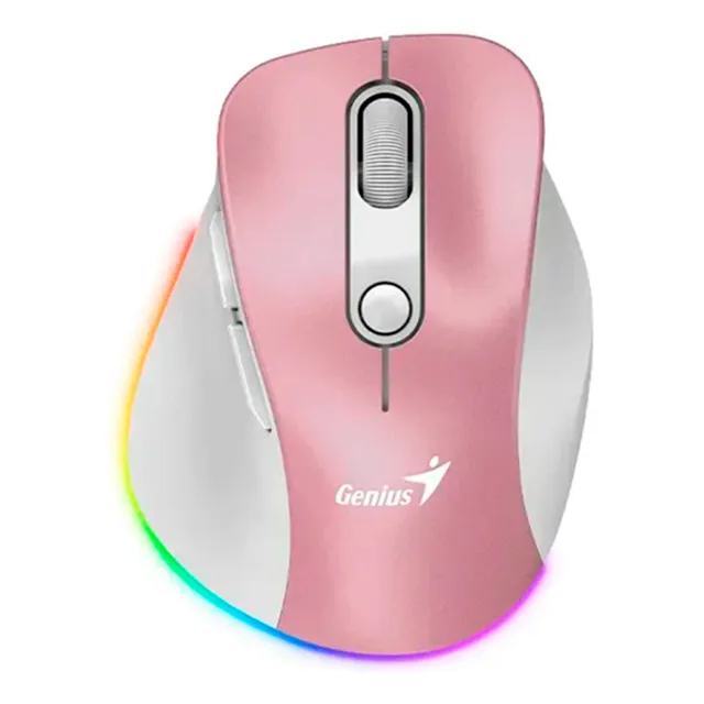 Mouse Inalambrico Genius Ergo 9000s Pro 6-btns Rgb Rosa