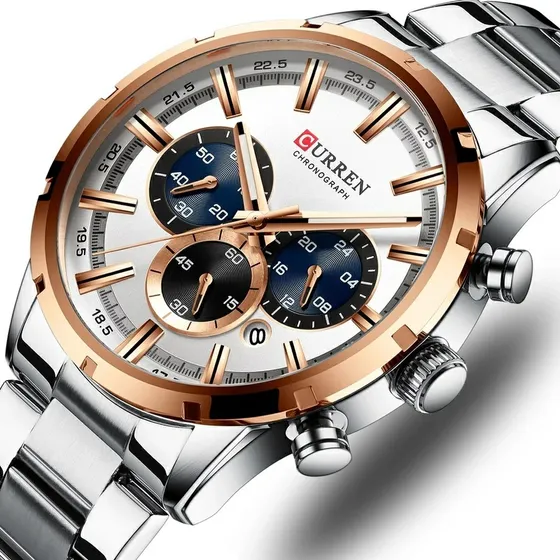 Reloj Curren Modelo De Lujo Acero Inoxidable Chronometro 