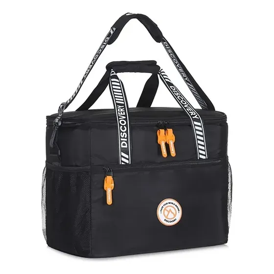 Lunchera Vianda Termica Discovery Con Porta Botella Doble Asa 17494 Color Negro