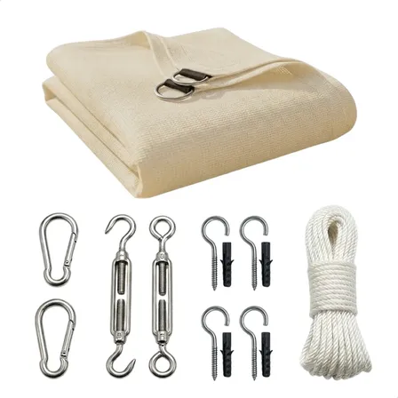 Lona Tela Toldo Sombrite 90% Sombra 4x3 Palha Kit Instalação Palha