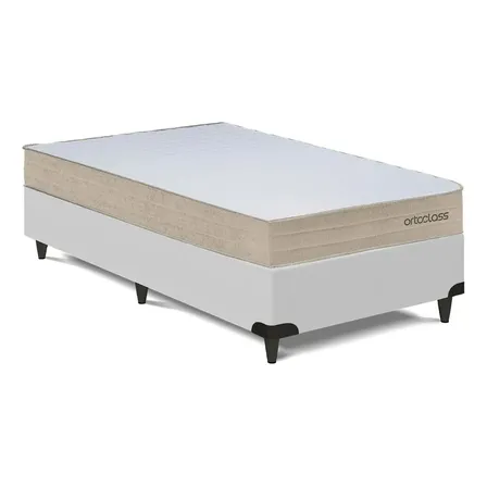 Cama Box E Colchão Poli D33 -solteiro(78x188)- Ortoclass Branco