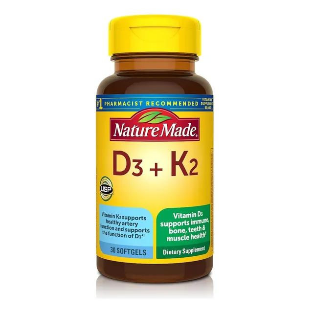 Vitamina D3 + K2 (30 Cápsulas)  Nature Made Sin Sabor
