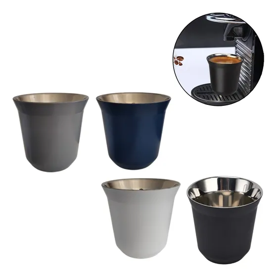 Set Pocillos Taza Cafe Termico Acero Inox 80ml Surtido X6