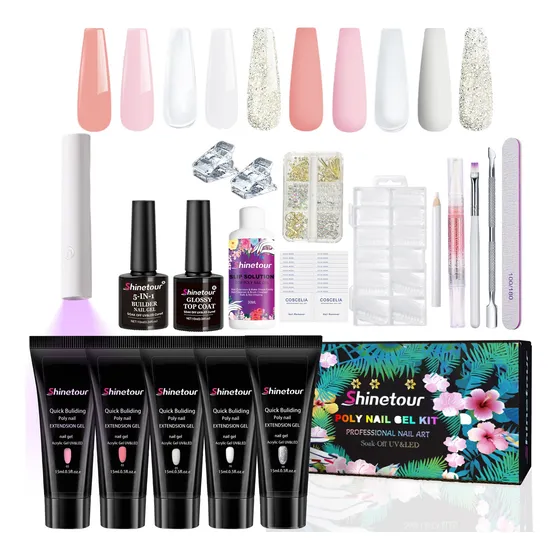 19pcs Kit Para Uñas Polygel Con Lámpara Uv,completo Acrílica