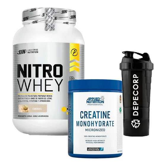 Pack Nitro Whey 1kg +creatina Applied Nutrition 500gr+shaker