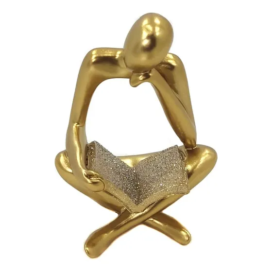 Leitor Estatueta Decorativa Leitura Abstrata Homem Que Lendo Cor Dourado-escuro