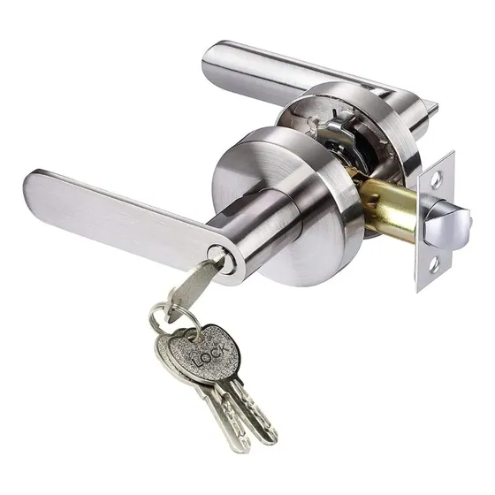 Manija Línea Bella Para Puerta Interior O Exterior Con Llave Acero Acero Niquelado