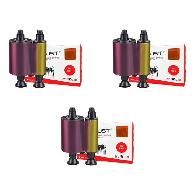 Kit 3 Cintas Ribbon Evolis R3011 Ymcko, 200 Impresiones