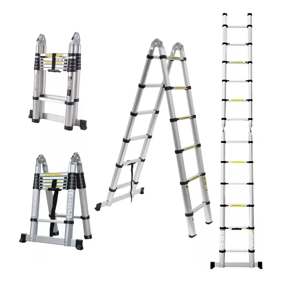 Escalera Telescópica Aluminio 3.8m Compacta Segura Resiste
