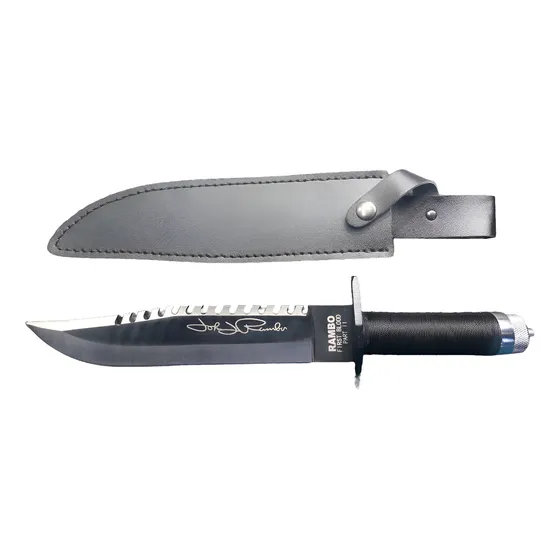 Faca Tática Rambo First Blood Ii Preto Liso/serrilhado