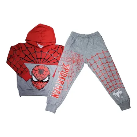 Conjunto Jogger Y Poleron Niño  Spiderman Nacional Gris Lisa 4