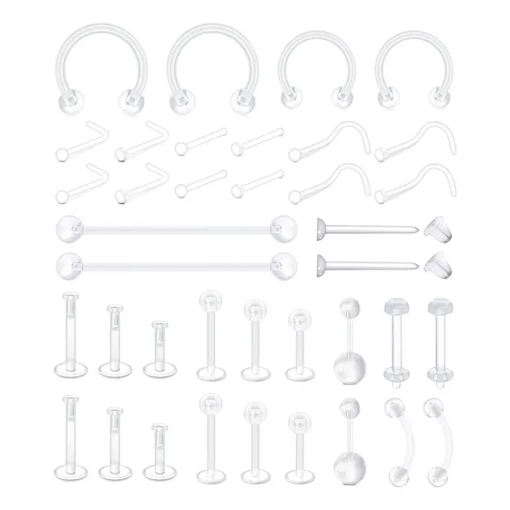 36pzs Piercing Transparentes Para Nariz, Cartílago, Ombligo