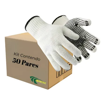 Kit 50 Luva Malha Tricotada Pigmentada 4fios Supersafety