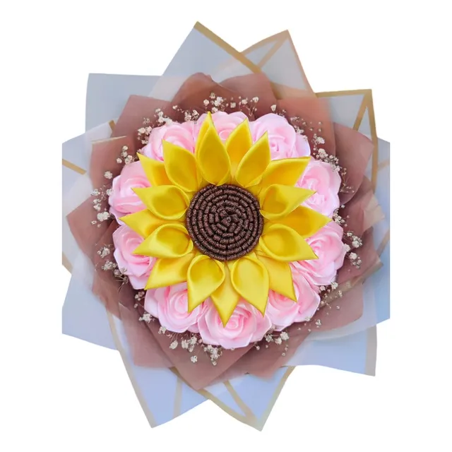 Ramo Buchon Con Girasol Rosas Eternas Flores Eternas Regalos