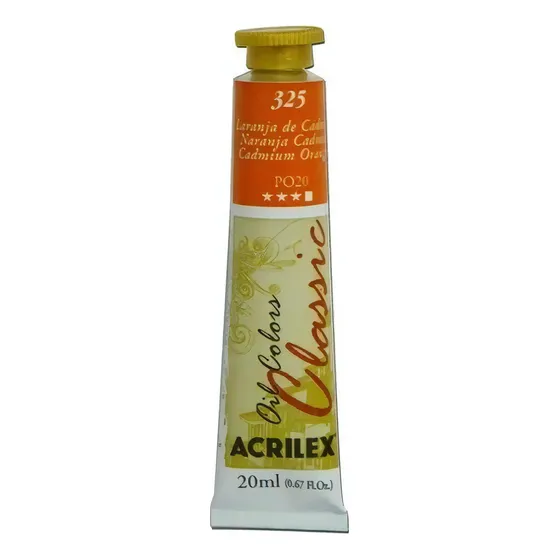 Pintura al óleo Classic Acrilex Color 325, 20 ml, color naranja cadmio