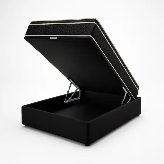 Conjunto Sommier Box Baúl 1 Plaza Y Media Resortes Pocket