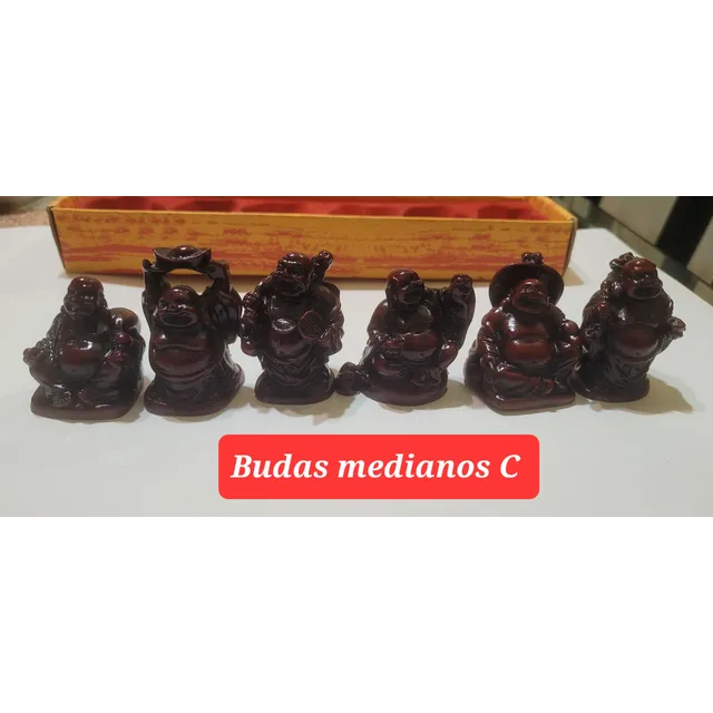 Set De 6 Budas Sonrientes De La Fortuna Poliresina Feng Shui