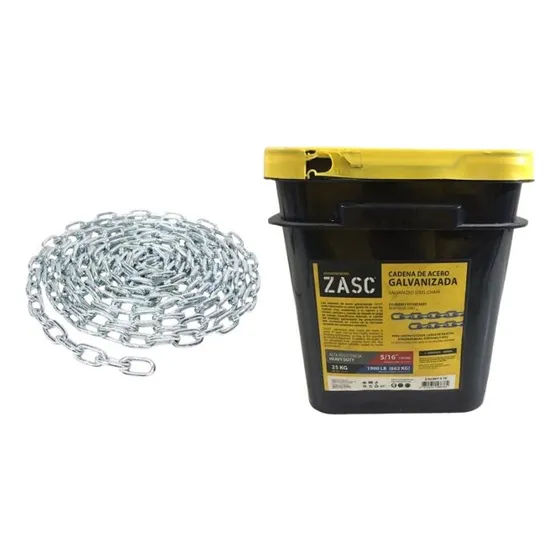 Cadenas De Acero Galvanizada 5/16  25kg Cubeta Zasc