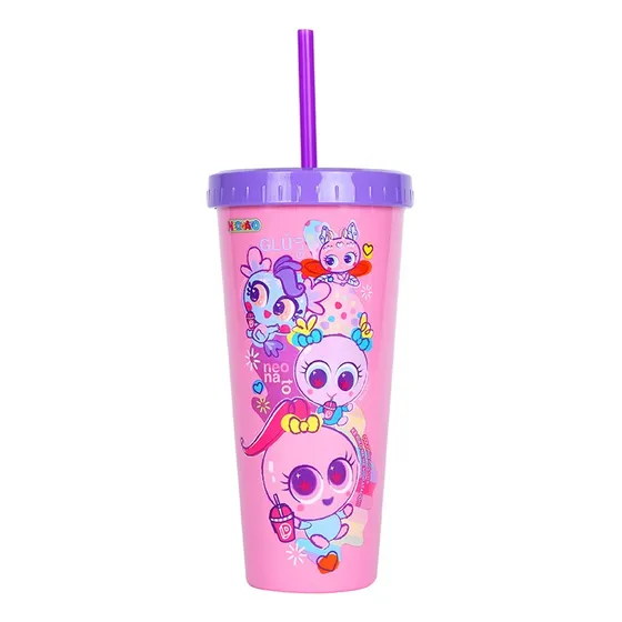 Miniso Vaso Tapa Y Popote Distroller Neonato Plástico 640ml