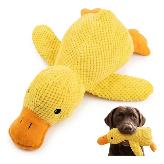 Brinquedo Mordedor Pet Pato Pelucia Grande Com Som 32cm Cão