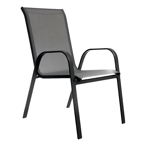 Silla Jardín De Aluminio Reposera Sling Textileno Apilable Color Gris