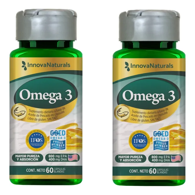 Suplemento en cápsulas blandas InnovaNaturals Omega 3 en pote de 60 un (pack x 2 u)
