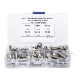 Juego De 60 Tornillos Con Tapa M6, Conector Hexagonal, Acero Juego De 60 Tornillos Con Tapa M6, Conector Hexagonal, Acero