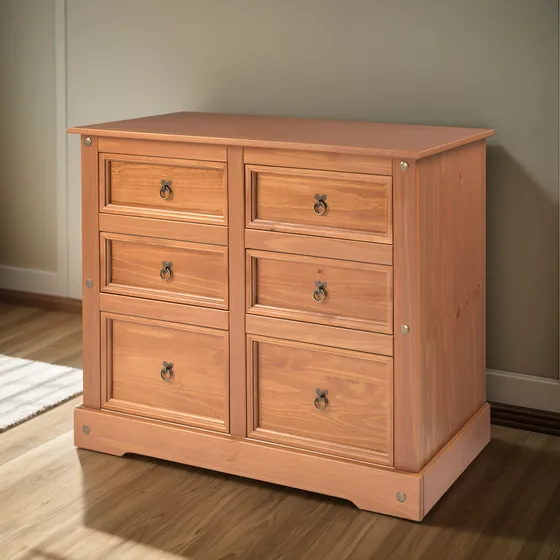 Comoda Aparador 6 Cajones Madera Maciza Dormitório